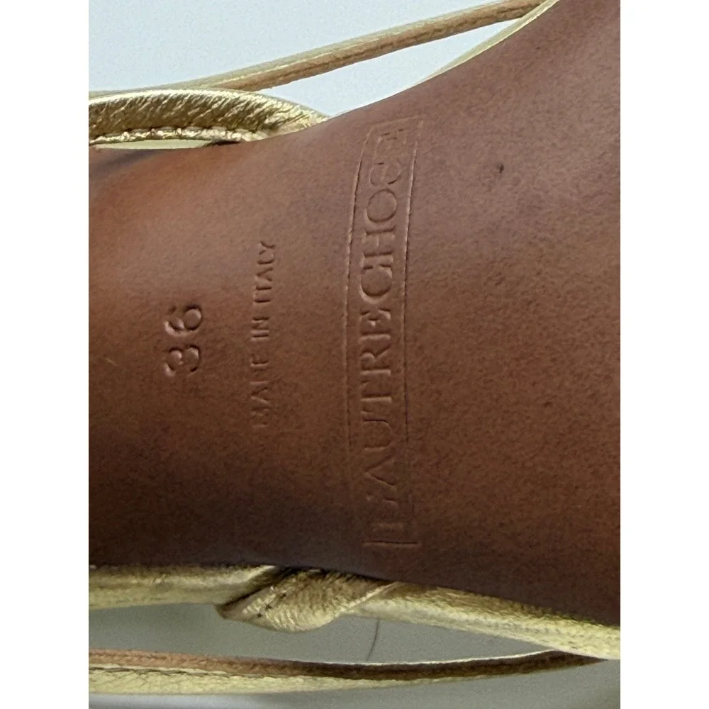 L'Autre Chose Strappy Sandals Womens 36 Gold Metallic Leather Square Toe Italy